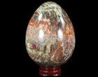Polished Petrified Wood Egg - Red & Purple Hues #51695-1